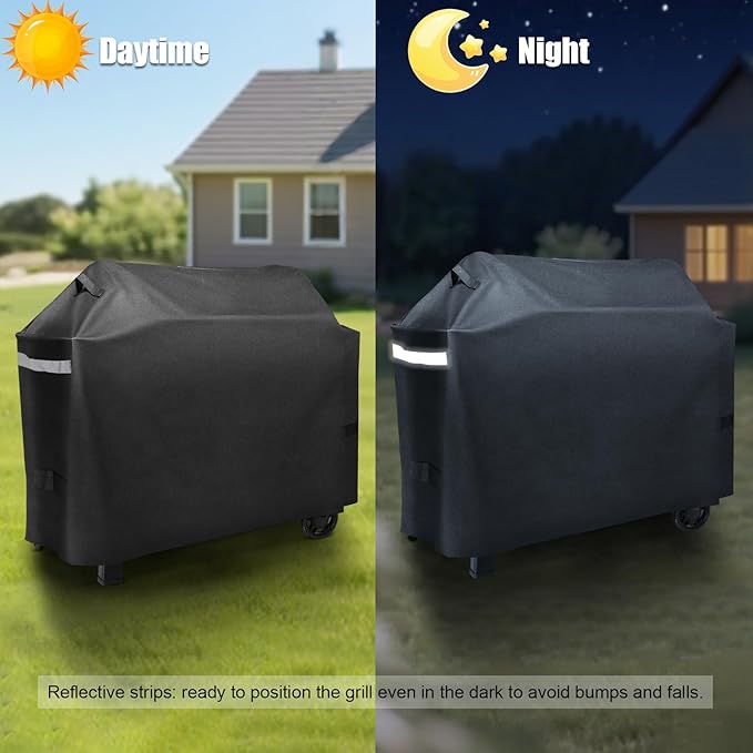 QuliMetal Grill Cover for Weber Searwood XL 600 Pellet - 600D Heavy Duty Tear-Resistant Waterproof Weather Resistant Grill Cover for Weber 3400146,Outdoor BBQ Accessory