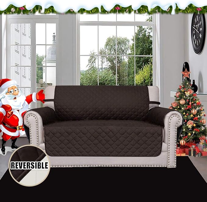 Easy-Going Reversible Couch Cover, 2 Cushion Sofa, Chocolate/Ivory | Loveseat, Slipcover For Dogs, Water Resistant Furniture Mat, Living Room, Non-Slip Sofa Cover, Pet Friendly