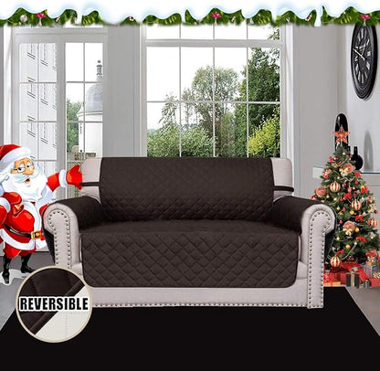 Easy-Going Reversible Couch Cover, 2 Cushion Sofa, Chocolate/Ivory | Loveseat, Slipcover For Dogs, Water Resistant Furniture Mat, Living Room, Non-Slip Sofa Cover, Pet Friendly