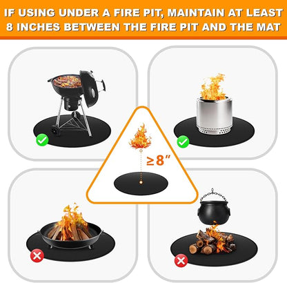 36" Fire Pit Mat for Solo Stove Bonfire, Round Fireproof Under Grill Mats for Outdoor Grill, Patio Protector Pad, Round BBQ Mat, Solo Stove Accessories