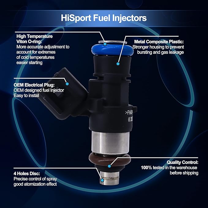 HiSport Fuel Injector 0280158091 1PC Compatible with Ford 2007-12,Compatible with Mazda CX-9 3.5L 3.7L Edge