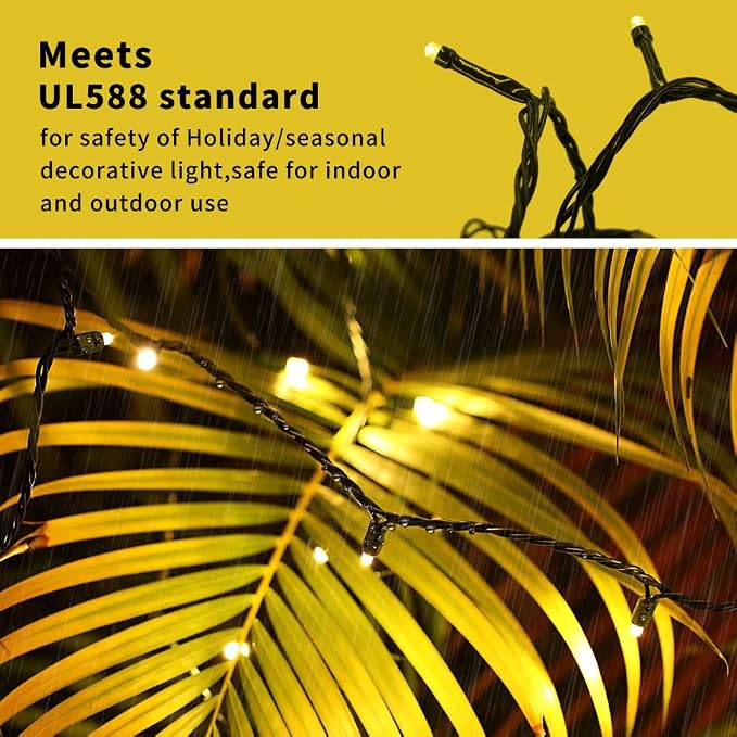 105ft 300 LED Christmas String Lights, Christmas Lights | End to End Plug 8 Modes UL Certified Outdoor Indoor Fairy Light Christmas Tree, Garden, Party, Wedding, Holiday (Warm White)