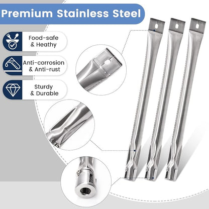 Criditpid Grill Replacement Parts for Nexgrill 720-0737, Grill Master 720-0737, Stainless Steel Burner Pipe Tubes & Heat Plate Tent Shields Replacement kit for Tera Gear 780-0390.