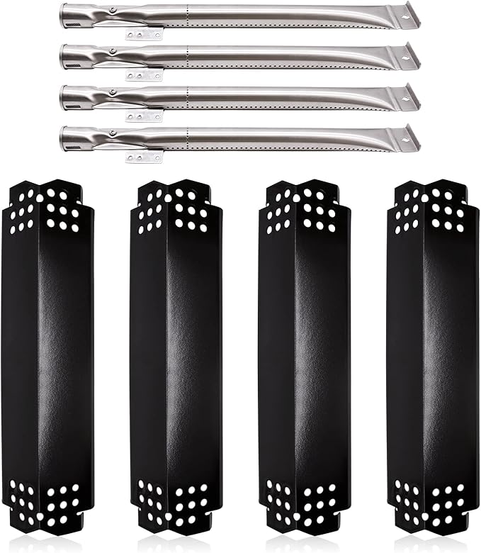 Grill Replacement Parts for Home Depot Nexgrill 720-0830H 720-0783E 720-0888 720-0888N 720-0864 720-0864M, Porcelain Steel Heat Plate Shields and Grill Burners for Nexgrill 4 Burner 720-0830H.(4-Pack)