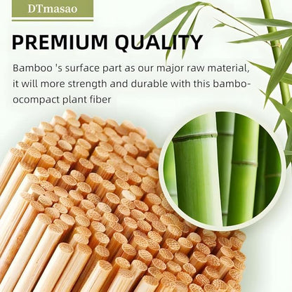 DTmasao 100PCS 10 inch Bamboo Skewers for wooden sticks， BBQ，Appetiser，Fruit，Cocktail，Kabob，Chocolate Fountain，Grilling，Kitchen，crafting and Party. Φ=4mm, More Size Choices 6"/8"/10"/12"/36"