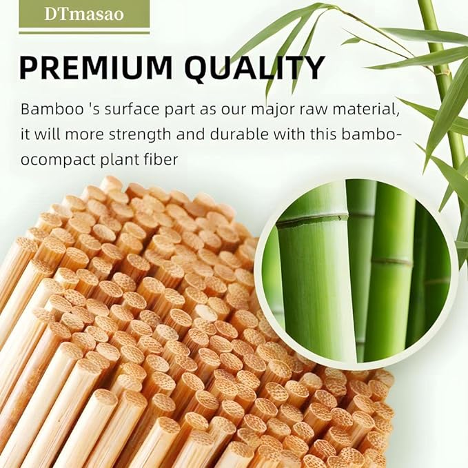 DTmasao 200PCS 6 inch Bamboo Skewers for wooden sticks， BBQ，Appetiser，Fruit，Cocktail，Kabob，Chocolate Fountain，Grilling，Kitchen，crafting and Party. Φ=3mm, More Size Choices 6"/8"/10"/12"/36"