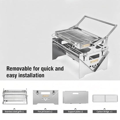 Premium 304 Stainless Steel Charcoal Grill with Flip Handle, Detachable & Portable, Suitable for Home Cooking and Outdoor Adventures, Ensures Uniform Grilling for All Your Favourite Foods