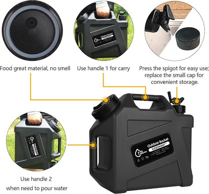 COOZMENT 3.2 Gallon/5 Gallon Water Containers with Spigot, BPA Free Water Jug, Military Green Water Tank, Multifunction Water Storage Containers for Camping Outdoor Hiking,Emergency Storage