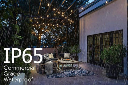 Sunlitec Solar String Lights Waterproof LED Indoor/Outdoor Hanging Umbrella Lights with 25 Bulbs - 27 Ft Patio Light for Deckyard Tents Market Cafe Gazebo Porch Party Decor (25 Light Bulb)