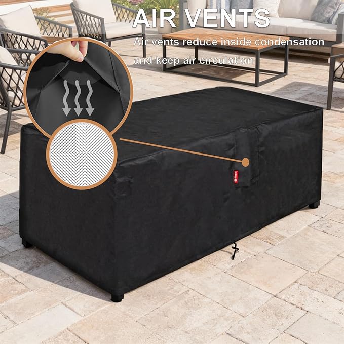 SheeChung Rectangular Fire Pit Cover,Fits 54-58 Inch-Outdoor Waterproof Anti-UV Patio Furniture Gas Fire Pit Table,58 x 28 x 24 Inches, Black