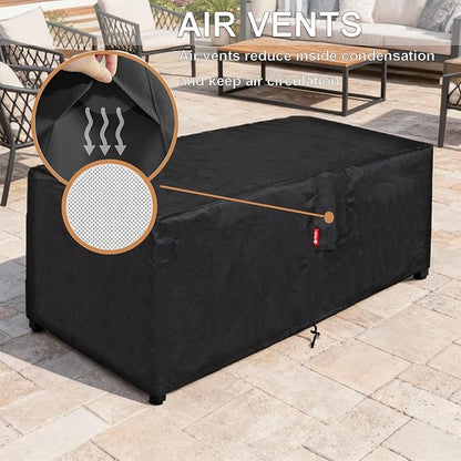 SheeChung Fire Pit Cover Rectangular 42"L x 24"W x 24"H,Waterproof Heavy Duty 600D Outdoor Table Firepit Cover,Gas Fire Pit Table Covers Outside with Buckle,Drawstring and Air Vent,Fading Resistant
