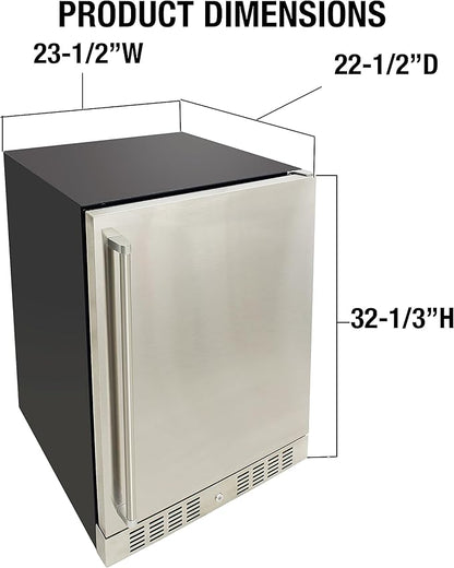 BRAMA Outdoor Refrigerator Built-In or Freestanding with Automatic Defrost, LED Display and Control Panel