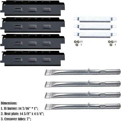 Parts Kit DG259 Replacement for Charbroil Grill 463436213,463436215; Thermos 466360113 Repair Kit (SS Burner + SS Carry-Over Tubes + Porcelain Steel Heat Plate)