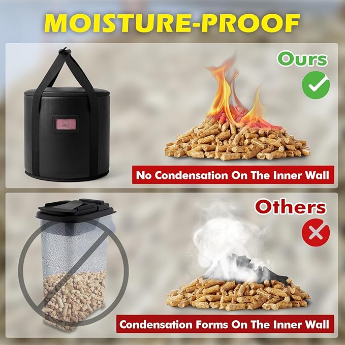 Upgraded 2PCS 32LBS Pellet Grills Stay Dry Pellet Bin with Waterproof Cover - Wood Pellet Storage Bag Container - Smoker Pellet Dispenser - Anti-Shock Foam Layer Reduces Wood Pellets/Charcoal Chipping