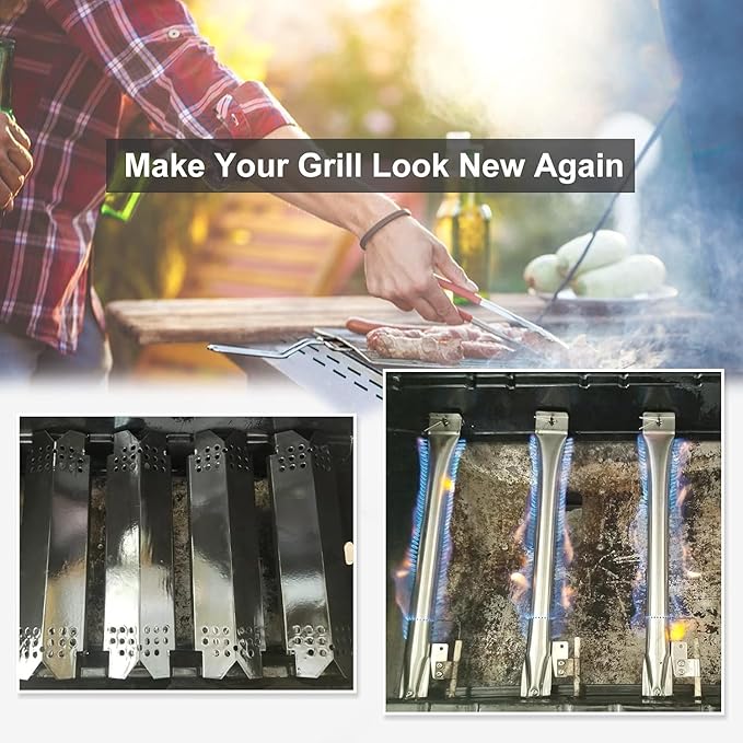 Criditpid Grill Replacement Parts for Nexgrill 2 Burner 720-0864M, 720-0864, 720-0830H, 720-0888N, 720-0864R, Grill Heat Plate Shields, Burners and Igniters for Nexgrill 720-0864M Replacement Parts
