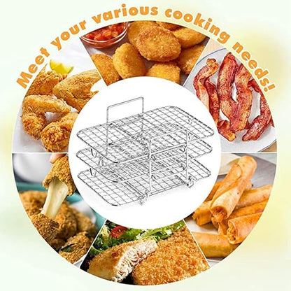 3 Layer Baking net Air Fryer Rack fit for 304 Stainless Steel Multi Layer Dehydrator Rack Toast Rack Accessories Crisp Lid Air Fryer 4.2qt Above