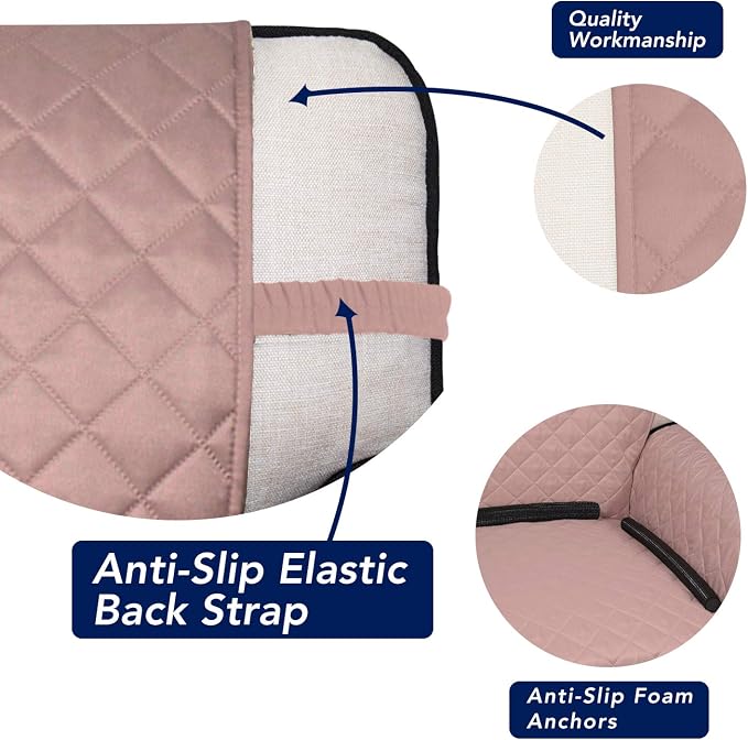 PureFit Reversible Quilted Sofa Cover, Water Resistant Slipcover Furniture Protector, Washable Couch Cover with Non Slip Foam and Elastic Straps for Kids, Dogs, Pets (X Large, Pink/Beige) | Pink/Beige, Water Resistant Couch Protector, Washable Pet Couc...