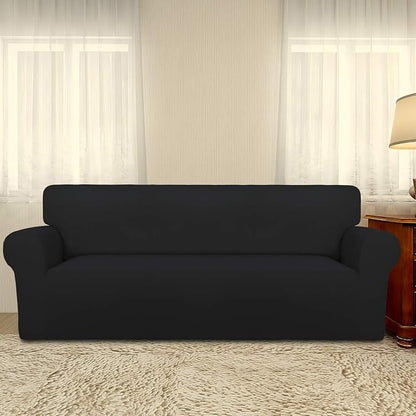 PureFit Stretch Couch Covers for Sofa Large Sofa Slipcovers Black | 1-Piece Sofa Cover Washable Soft Couch Protector, Couch Slipcover with Non Skid Foam and Elastic Bottom for Kids, Dogs