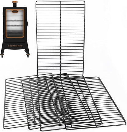 Utheer Cast Iron Porcelain-Enamel Cooking Grates for 4 Series Vertical Pellet Smoker - Onyx Edition PBV4NX, 5 Pack Smoking Rack Set 19.76" × 12", Replacement Smoker Racks