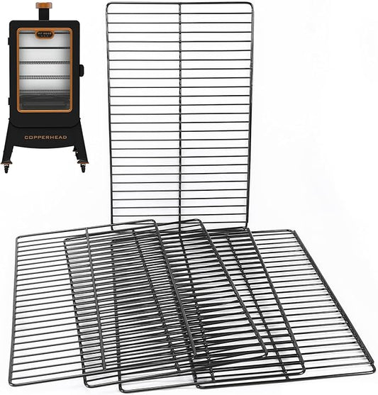 Utheer Cast Iron Porcelain-Enamel Cooking Grates for 4 Series Vertical Pellet Smoker - Onyx Edition PBV4NX, 5 Pack Smoking Rack Set 19.76" × 12", Replacement Smoker Racks