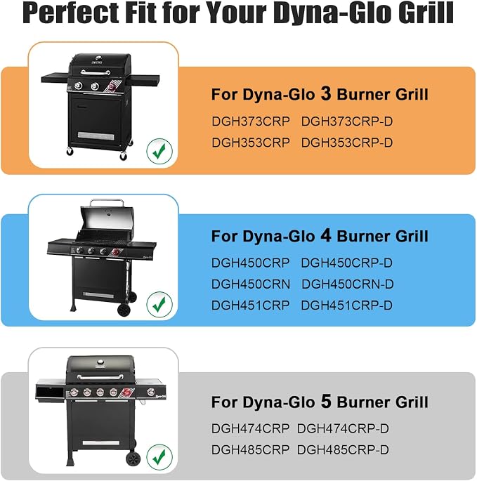 Heat Plates Grill Parts for Dyna Glo DGH450CRP, DGH450CRP-D, DGH450CRN, DGH450CRN-D, DGH451CRP, DGH451CRP-D Grill Models, Porcelain Steel Heat Plates Shield Tent for 4 Burner Grill, 4 Pack