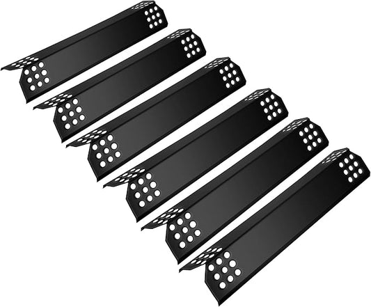 Unicook 6 Pack Grill Heat Plates 14.56" L, Heavy Duty Grill Replacement Parts Burner Cover for Outdoor Gas BBQ, Porcelain Flame Tamer, Compatible with Nexgrill, Charbroil