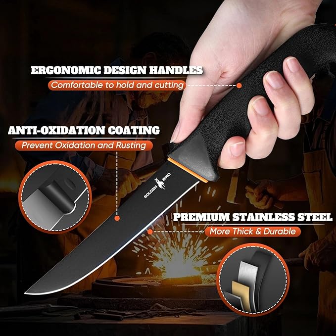 Golden Bird Boning Knife 6 Inch with Non-Slip Handle, Butcher Knives for Meat Butchering or Fish Deboning Filleting, Trimming Knife with German Stainless Steel, Gift for Men