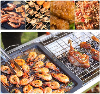 Large Charcoal Grill with Rack, Portable BBQ Grill for Outdoor Picnic, Patio and Backyard Barbecue,Suitable for 5-15 People (Set c 73 * 33 * 71cm)