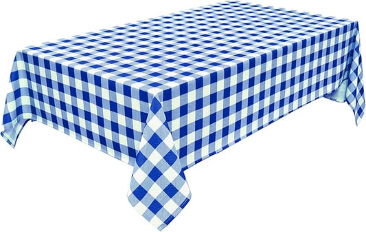 Classic Gingham Tablecloth Fabric - Oblong 58x120 Water Resistant Chequered Pattern Table Cloth for Indoor/Outdoor Use - Tabletop Cover for Birthday, Picnics, Gardens, and Parties