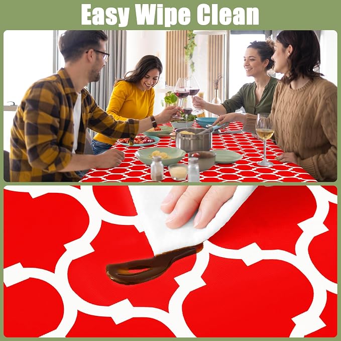 Smiry Picnic Fitted Table Cover, 6 Foot Flannel Backed Vinyl Tablecloth | Waterproof Elastic Stretch Table Cloth, Wipeable Plastic Tablecloth for Camping, Indoor & Outdoor (Red, 24" x 72")