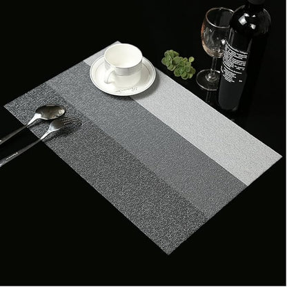 Zupro Placemats Set of 4 for Kitchen Dining Table Washable Braided Table Mats Heat-Resistant Placemats Non-Slip Woven PVC Vinyl Place Mats for Everyday use or Holidays Dinner 18"x12"(Grey)