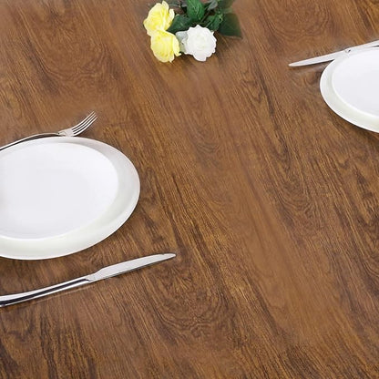 LUSHVIDA Round Waterproof Table Cover Elastic Vinyl Fitted Tablecloth Elastic Edged Plastic Table Cover (Pine, Best for Up to 36"-44" Round)