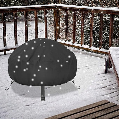 LBTING Fire Pit Cover, 32 inch Cover for 29-32 inch Round Firepit, Waterproof Windproof Dustproof UV-Resistant Heavy Duty Cover for Outdoor Patio Firepit Table - Black