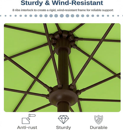 PatioKingdom 10FT Patio Umbrella with Push Button Tilt and Crank, Outdoor Market Umbrella with 8 Fiberglass Ribs, UV Protection Table Umbrella for Pool,Backyard,Garden,Deck