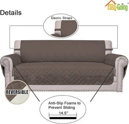 Easy-Going Reversible Couch Cover, 2 Cushion Sofa, Loveseat, Taupe/Ivory | Machine Washable Slipcover For Dogs, Water Resistant Furniture Mat For Living Room, Non-Slip Sofa Cover, Pet Friendly