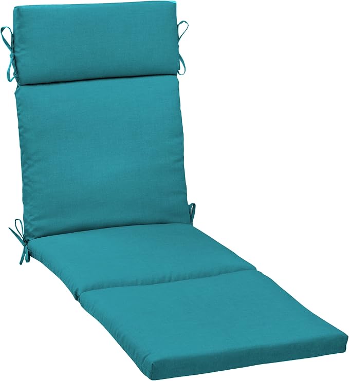Arden Outdoor Chaise Cushion, 21 in x 72 in, Weather-Proof, Rain-Proof, Fade Resistant Patio Cushion for Chaise Lounger Lake Blue Leala | Lounge Cushion, Weather-Proof, Rain-Proof, Fade Resistant for Chaise Lounger, Mold and Mildew Resistant