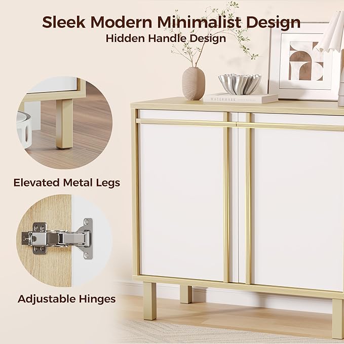 Sideboard Buffet Cabinet with Storage, Adjustable Shelf, Wooden Mid Century Accent Coffee Bar Cabinet for Living Room, Kitchen, Entryway, Hallway