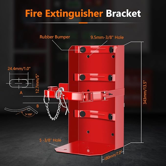 Heavy Duty Vehicle Bracket,Fire Extinguisher Brackets&Mounts-St12 Steel Red, Fit 20lb Dry/10lb Co2 Extinguisher-for School,Garage,Vehicle,Boat,Truck Generic Replacement for 810 by amerex