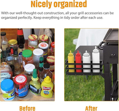 Upgraded Stainless Steel Griddle Caddy for 28"/36" Blackstone Griddles, with a Allen Key, Space Saving BBQ Accessories Storage Box, Free from Drill Hole&Easy to Install
