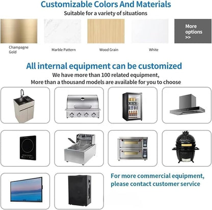 Custom Modular Outdoor Cooking Station with Built-in Grill, Sink, Countertop and Storage Cabinet, Outdoor Kitchen Islands and Cabinetry for Backyard, Patio, BBQ and Poolside Parties