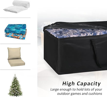NettyPro Outdoor Cushion Storage Bags Water-Resistant for Patio Furniture Storage Cushion Christmas Tree Bag 7.5 Ft with Zipper and Handle, 50 x 15 x 25 Inch, Black