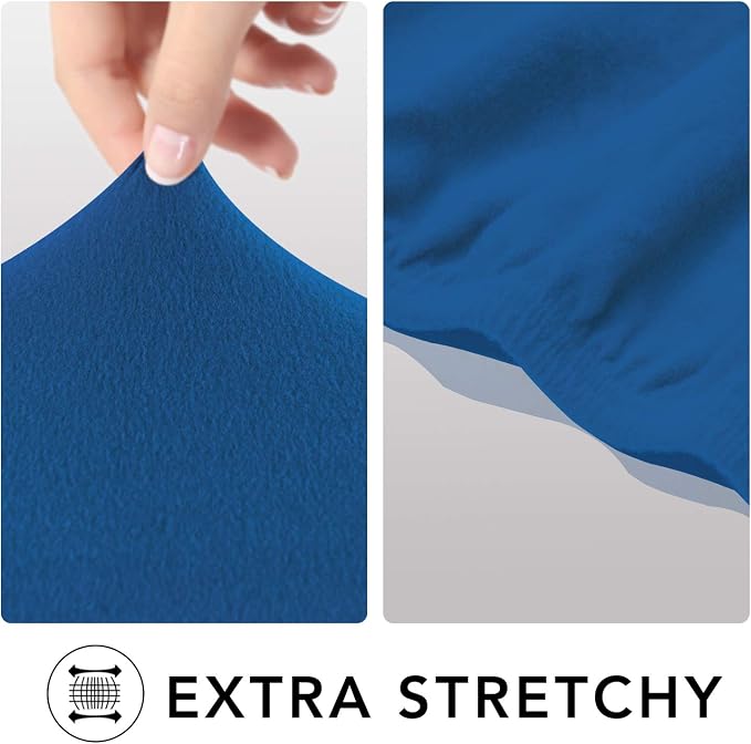 PureFit Stretch Loveseat Covers Fleece Couch Covers for Sofa Classic Blue | 1-Piece Sofa Slipcover Soft Couch Protector, Sofa Cover Washable with Non Skid Foam and Elastic Bottom for Kids, Dogs