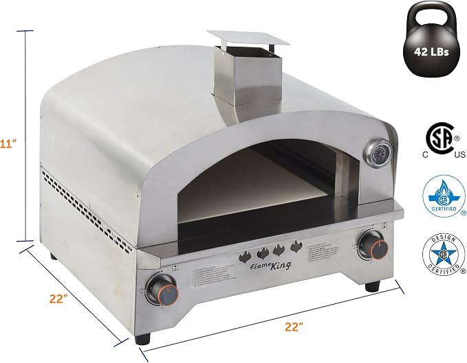 Flame King Propane Gas Pizza & Food Outdoor Oven for Camping, Backyard, Tailgating