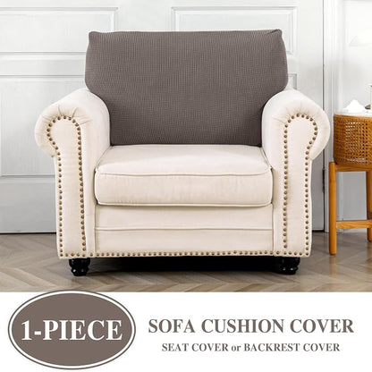 LA MEACK Couch Cushion Cover Seat Cushion Cover Stretch Armchair Cover Separate Sectional Sofa Slipcovers Furniture Protector(1 Piece for Seat or Sofa Backrest, Taupe)