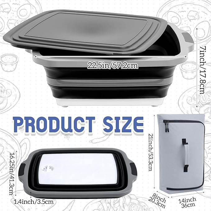 Funnymoom 2pcs Large Barbecue Prep Set Include 8 Gal/30l Collapsible BBQ Prep Tub with Lid and Cutting Board 270° Opening BBQ Blanket for Resting Meat(21inch) Leak-proof Smoker Blanket Insulated
