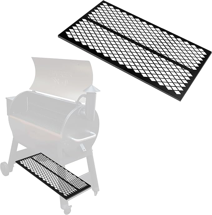 Iron Forge Tools Pellet Grill Storage Shelf Compatible with Traeger Pro 780 and Traeger Ironwood 885 Accessories - Black Powder Coated Steel Shelf for BBQ Pellet Storage Container