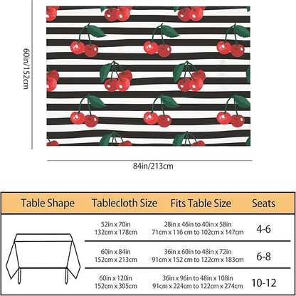 TKS MITLAN Red Cherry Decorative Rectangle Tablecloth Fruit Tropical Sweet Berry Polyester Table Cloths Kitchen Table Cover for Dining BBQ Picnic Coffee Table 60 x 84 Inch 6-8 Seats