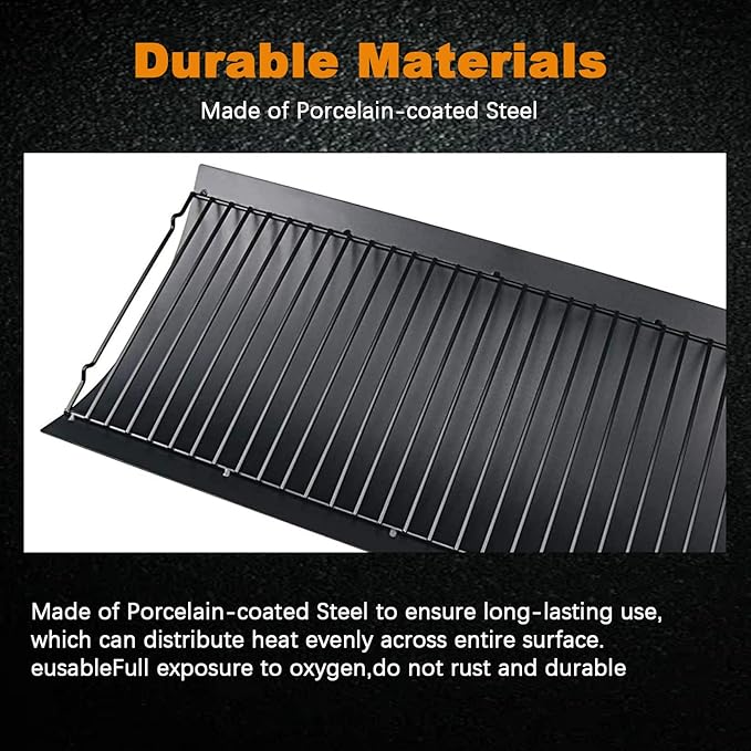 Uniflasy 27 Inches Ash Pan Replacement for Chargriller 1224, 1324, 2121, 2222, 2727, 2828, 2929 Charcoal Grills, Charbroil Replacement Part 17302056 Grill Grates with 2pcs Fire Grate Hanger