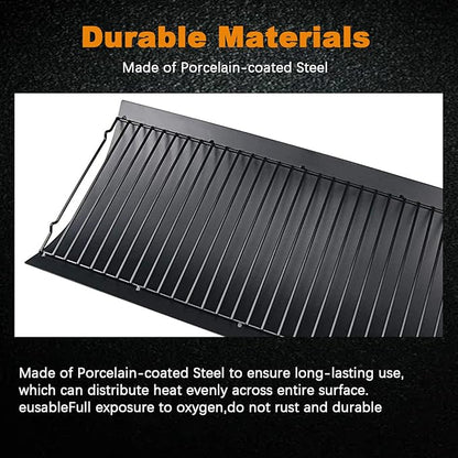 Uniflasy 27 Inches Ash Pan Replacement for Chargriller 1224, 1324, 2121, 2222, 2727, 2828, 2929 Charcoal Grills, Charbroil Replacement Part 17302056 Grill Grates with 2pcs Fire Grate Hanger