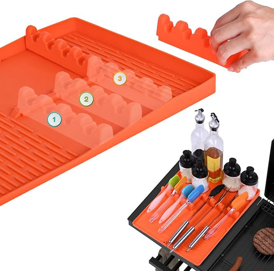 Silicone Griddle Mat Barbeque,Grill Accessories Tools for Blackstone,Blackstone Griddle Accessories,Grill Side Shelf Mat,Spatula Mat for Griddle for Kitchen,Cooking,Countertop（Orange）